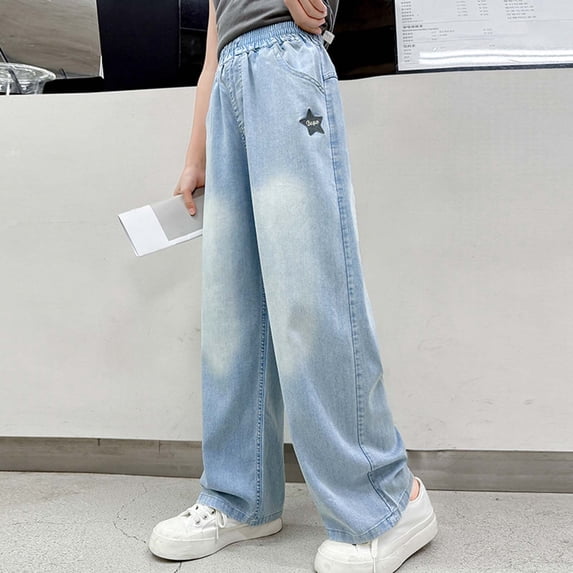 Girls'Fashion Jeans High Waist Wide-Leg Palazzo Denim Pants for Teens Cowgirl Pants 15-17 Years Girls Fashion