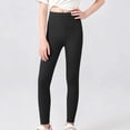 thumbnail image 1 of Girls Fashion Leggings Solid Soft Yoga Pants Youth Athletic Dance Running Active Stretchy Comfy Tights Pants Black 10-11Years, 1 of 6