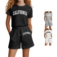 thumbnail image 1 of Girls Fashion Letter Print Casual Loose Short Sleeve Suit Clothes Set 13-14 Years, 1 of 5
