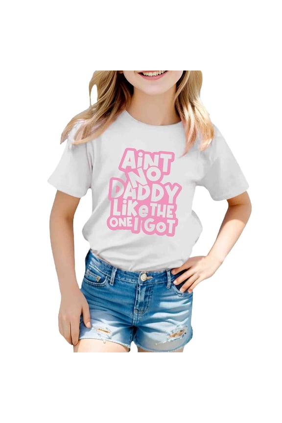 Girls Fashion Letter Print Tees Soft Casual Shirts for Everyday Play Letter Crew Neck Short Sleeve Regular T Shirts White 12 years-13 years