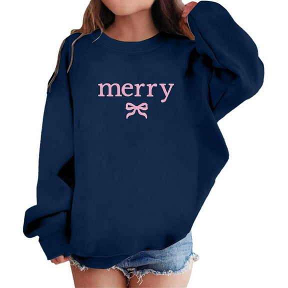 Girls' Fashion Letter Printed Hooded Printed Sweatshirt Casual Loose Sweatshirt 5-6 Years