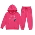 thumbnail image 1 of Girls Fashion Long Sleeve Hooded Sweater and Pants Outfit Set for Middle Older Children Youth Apparel, 1 of 3