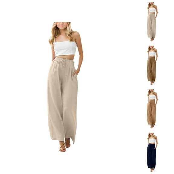 Girls' Fashion Pant for Girls Women's Casual Pants Loose Wide Leg Beach Trousers With Pockets Comfortable Everyday Outfit For Girls And Kids