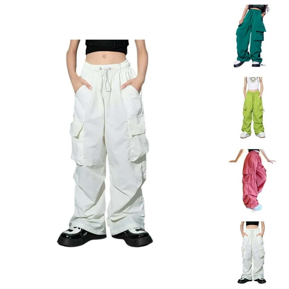 Girls Fashion Pants for Girls Pants For Girls Casual High Waisted Drawstring Loose Fit Pockets Kid Tall Cargo Sweatpants