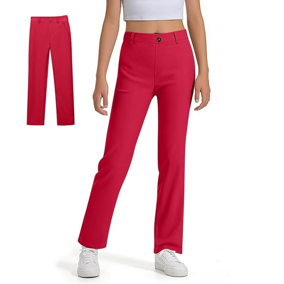 Girls Fashion Red Pants Stretch Pants School Uniform Pants Girls Slacks Size 9-10 Years