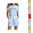 thumbnail image 1 of Girls' Fashion Sets for Girls Girls Fashion Letter Print Casual Loose Short Sleeve Suit(4 14 Ages), 1 of 4
