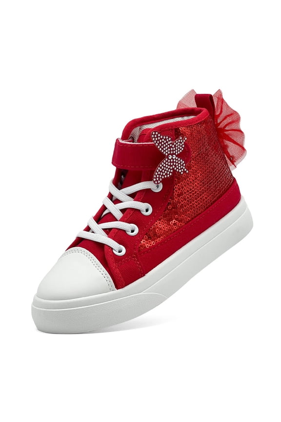 Girls Fashion Sneakers High Top Glitter Sequin Shoes for Girls Casual Walking Party Shoes for Toddler Little Kid Big Kid