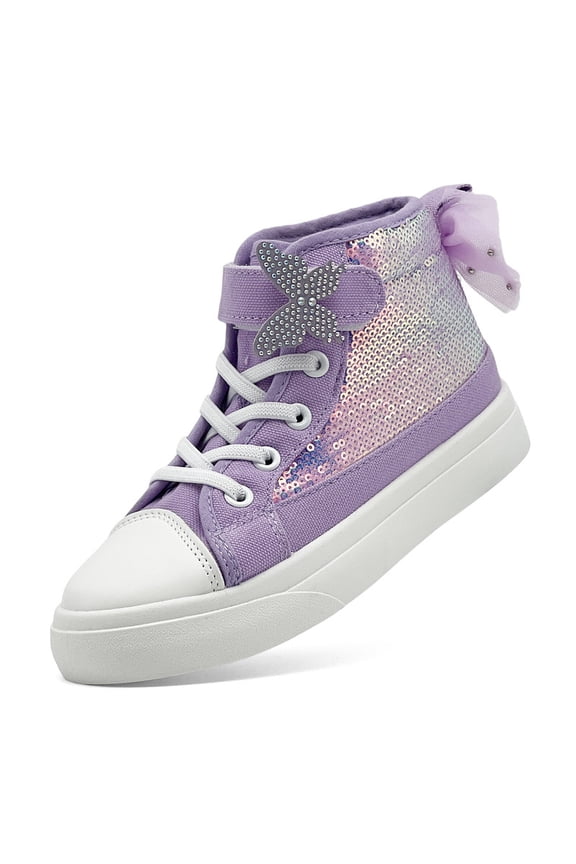 Girls Fashion Sneakers High Top Glitter Sequin Shoes for Girls Casual Walking Party Shoes for Toddler Little Kid Big Kid