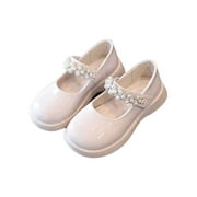 Girls' Fashion Soft Soled Rhinestone First Walk Casual Princess Shoes Beige 3 Years-3.5 Years