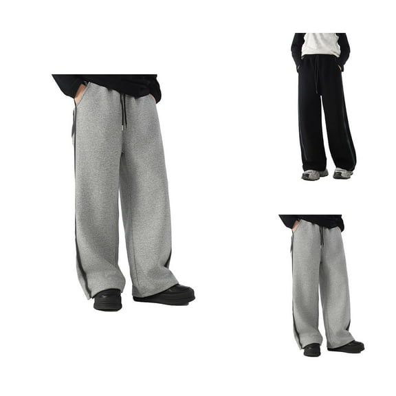 Girls' Fashion Solid Color Sweatpants Kids Girls' Wide Leg Sweatpants High Elastic Waist Pants Drawstring Casual Straight Leg Jogger Swearpants With Pocket