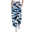 thumbnail image 1 of Girls Fashion Sweatpants Camouflage Graphic Cute Baggy Pants Unisex Boys Girls Elastic Waist Drawstring Joggers Dance Streetwear Plus Size Trousers Blue 11Y, 1 of 7