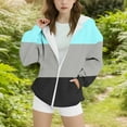 thumbnail image 1 of Girls' Fashion Sweatshirt New Girls Color Block Hoodies Full Zip Oversized Sweatshirts Long Sleeve Casual Fleece Warm Outwear Hooded Jackets Blue 8-9 Years, 1 of 4