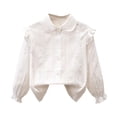 thumbnail image 1 of Girls' Fashion Sweatshirt New Girls Kids Collared Blouse Toddler Cute Long Sleeve Button down Shirt Casual Cotton Tops White 5 Years, 1 of 3
