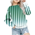 thumbnail image 1 of Girls Fashion Sweatshirts New Oversized Sweatshirt for Kids Girls Trendy Striped Long Sleeve Crewneck Pullover Tops Fall Winter Clothes Green 1 Years, 1 of 4
