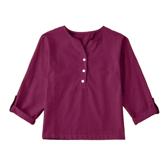 Girls' Fashion Sweatshirts New Teen Girls Cotton Linen Shirts Loose Fitted Button down Blouses Kids Lightweight Pullover Tee Tops Pinks 140