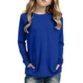thumbnail image 1 of Girls Fashion Tops Boys Blue Long Sleeve Shirt Kids Crew Neck Basic Tees Boys Fall Shirts Girls Tops Size 4-5 Years, 1 of 5