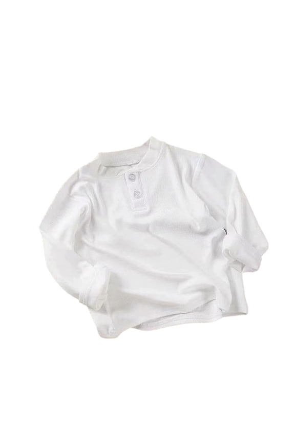 Girls Fashion Tops White Boys Fall Long Sleeve Shirts Crew Neck Basic Tees Boys Fall Shirts Clothes for 6-9 Months Old Girls