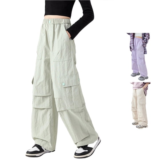 Girls' Fashion with Pockets Cargo Pants Solid Color Streetwear for 4 14 Years Size 12 Girls Clothes Toddler Outfit Girl Girls Clothes 12-14 Size