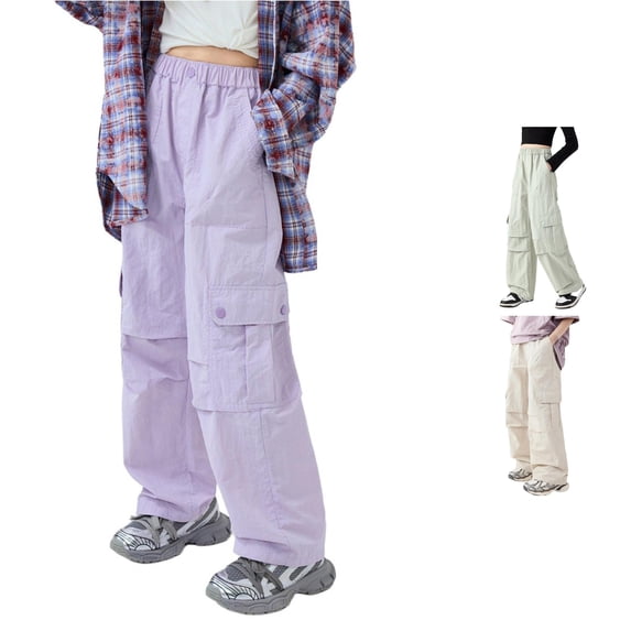 Girls' Fashion with Pockets Cargo Pants Solid Color Streetwear for 4 14 Years Size 12 Girls Clothes Toddler Outfit Girl Girls Clothes 12-14 Size