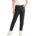 thumbnail image 1 of Girls Faux Denim Leggings Elastic Waist Stretch Skinny Pants with Pockets Casual Kids Trousers for Daily Wear Black 9-10 Years, 1 of 6