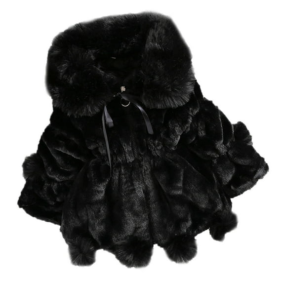 Girls Faux F𝐮r Zip Coat Cute Bow Fleece Lined Casual Trendy Jackets Toddler Winter Warm Comfortable Cute Outwears
