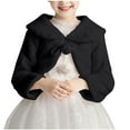 thumbnail image 1 of Girls Faux Fur Bolero Shrugs Soft Cozy Shawl Wraps Winter Fluffy Dress Cover Ups Long Sleeve Crop Cardigan, Black XS, 1 of 7