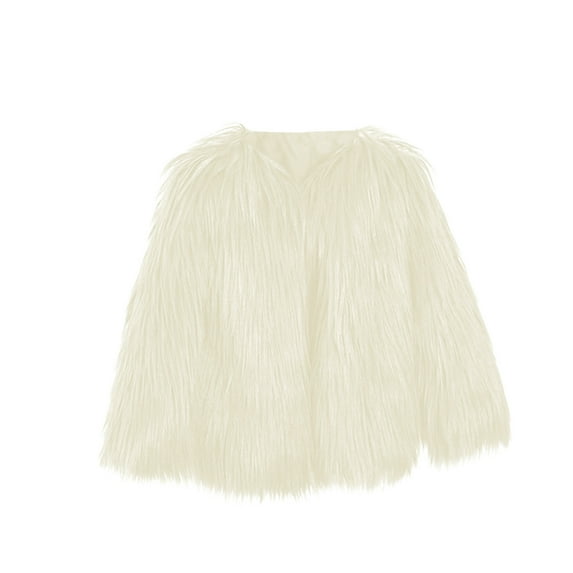 Girls Faux-Fur Jacket Fuzzy Fleece Coat Toddler Baby Kids Autumn Winter Thicken Warm Outwear Clothes