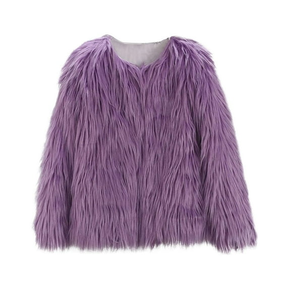 Girls Faux-Fur Jacket Fuzzy Fleece Coat Toddler Baby Kids Autumn Winter Thicken Warm Outwear Clothes