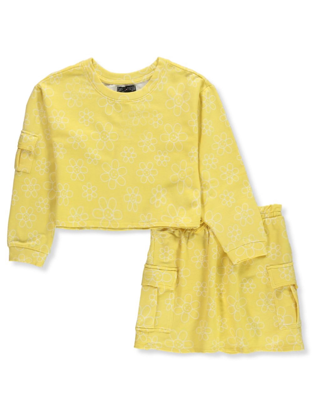 Girls First Girls' 2Piece Daisy Skirt Set Outfit mustard, 4 (Little