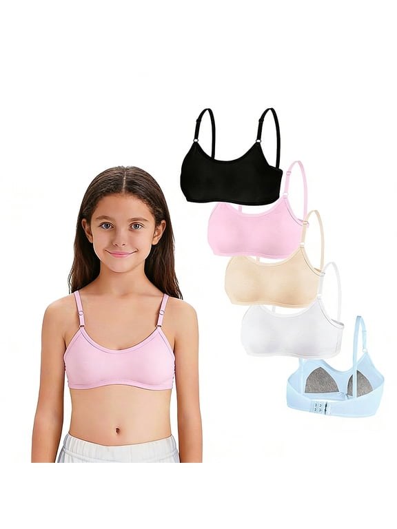 Girls First Training Bra Wireless Cotton Light Padded for Big Girls Adjustable Straps Back Closure Soft Edge Stretchy Smooth Comfort Youth Bras 10-14 Years