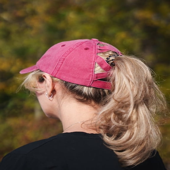 Girls Fish 2 Ponytail Baseball Hat, Red One Size Fits Most, 1 Count