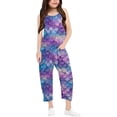 thumbnail image 1 of Girls' Fish Scale Printed Casual V Strap Romper Solid Color Loose Casual Romper With Pocket Kids Outfit Girls Gymnastics Pants Girls, 1 of 6