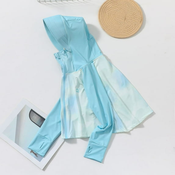 Girls Fisherman Raincoat Rain Coat Children's Ice Silk 2025 Summer Girls and Boys Handsome Thin Breathable Hooded Sun Protective Clothing Kids Winter Coat Solid Hoodie Baby Blue 6-7 Years