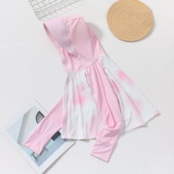 Girls Fisherman Raincoat Rain Coat Children's Ice Silk 2025 Summer Girls and Boys Handsome Thin Breathable Hooded Sun Protective Clothing Kids Winter Coat Solid Hoodie Baby Pink 11-12 Years