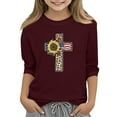 thumbnail image 1 of Girls' Flag Printed Pattern 3/4 Sleeve Casual Comfort T Shirt for 4-5 Years, 1 of 3