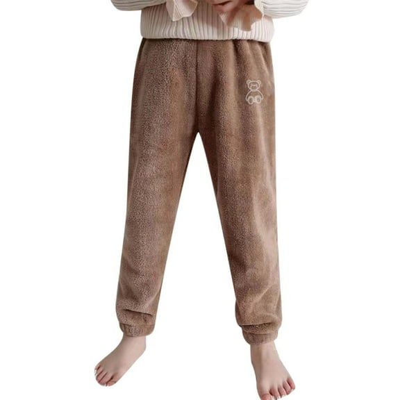 Girls Flannel Sleepwear Pants Winter Warm Soft Fuzzy Loungewear Cozy Homewear For Kids Comfortable Nightwear