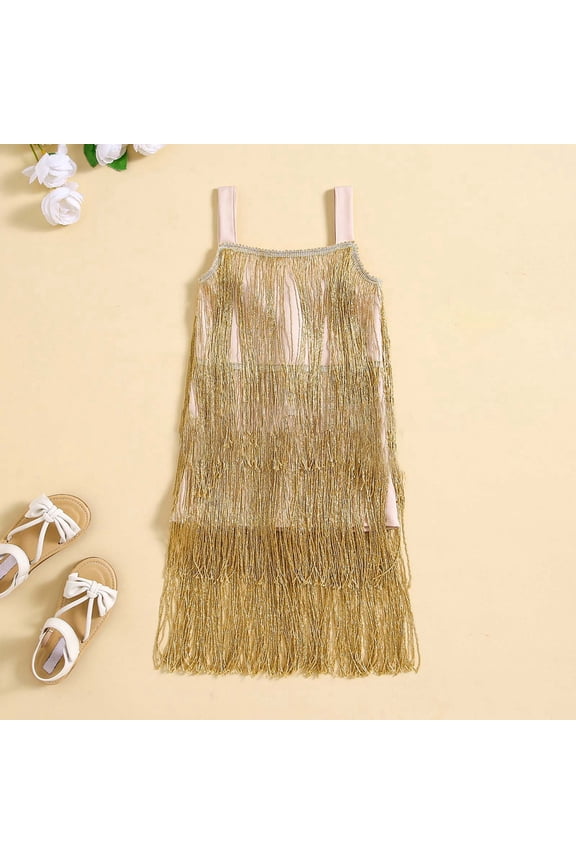 Girls Flapper Dress with Sequins and Fringe for Latin Tango Dance Performance Party Girls Summer Dress Cassual Formal Dresses Cute Sun Dresses