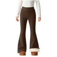thumbnail image 1 of Girls Flare Fleece Lined Pants Winter Warm Bootcut Leggings Lightweight Casual High Waisted Yoga Pants Sport Trousers, 1 of 6