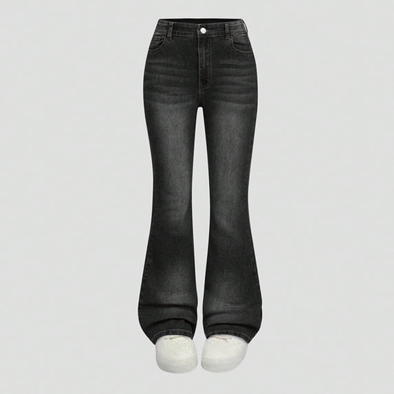 Girls Flare Jeans High Waisted Stretchy Bootcut Denim Pants Classic Vintage Bell Bottoms Slim Fit Casual Trousers for Everyday Fashion Work and Office Back to School