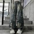 thumbnail image 1 of Girls Flare Jeans Kids Fashion Stretchy Denim Pants Bell Bottoms with Pockets Stretch Crossover Waisted Bell Bottom Denim Pants Black Jeans For Boys 16-18 Slim, 1 of 9
