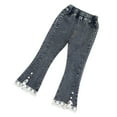 thumbnail image 1 of Girls Flare Jeans Kids Fashion Stretchy Denim Pants Bell Bottoms with Pockets Stretch Crossover Waisted Bell Bottom Denim Pants Low Rise Jeans Bootcut, 1 of 3