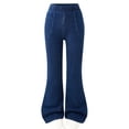 thumbnail image 1 of Girls Flare Jeans Stretch Denim Elastic Waist High Waist Bootcut Pants for Kids Dark Blue Wash 6-13 Years,Size 12-13T, 1 of 7