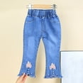 thumbnail image 1 of Girls Flare Jeans with Bow Detail, Soft Denim Elastic Waist Casual Pants Light Blue Sizes 4-12 Years,Size 7-8 T, 1 of 9