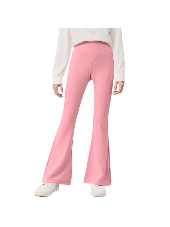 Girls Flare Legging Pants Kids High Waisted Bell Bottoms Boot Cut Yoga Dance Flared Trousers Cargo Pants Kids 12Y