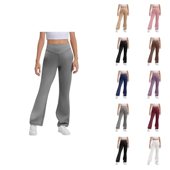 Girls Flare Leggings 2025 Casual High Waisted Bootcut Yoga Pants Bell Bottoms Leggings Kids Dress Pants