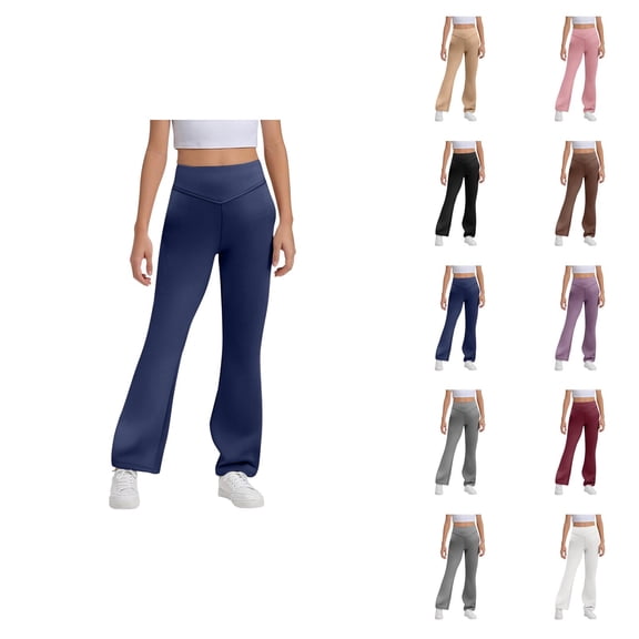 Girls Flare Leggings 2025 Casual High Waisted Bootcut Yoga Pants Bell Bottoms Leggings Kids Dress Pants