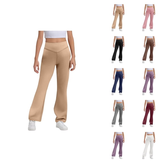 Girls Flare Leggings 2025 Casual High Waisted Bootcut Yoga Pants Bell Bottoms Leggings Kids Dress Pants