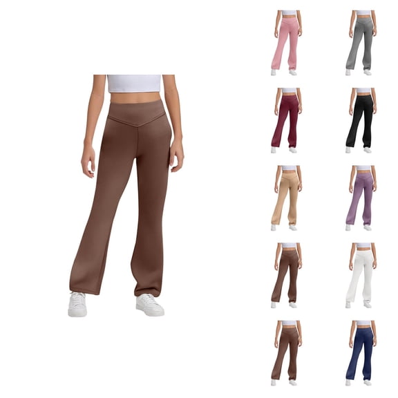 Girls Flare Leggings 2025 Trendy High Waisted Bootcut Bell Bottoms Leggings Yoga Pants Kids Dress Pants