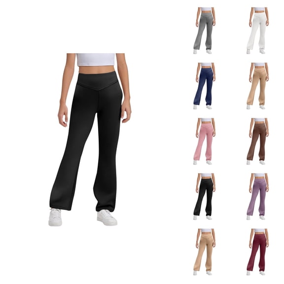 Girls Flare Leggings 2025 Trendy High Waisted Bootcut Uniform Pants Bell Bottoms Leggings Kids Dress Pants