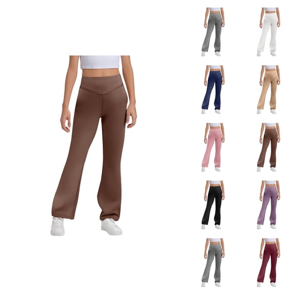 Girls Flare Leggings 2025 Trendy High Waisted Bootcut Uniform Pants Bell Bottoms Leggings Kids Dress Pants